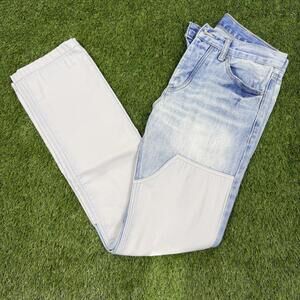 Two-Tone Light Blue and White Denim Jeans
